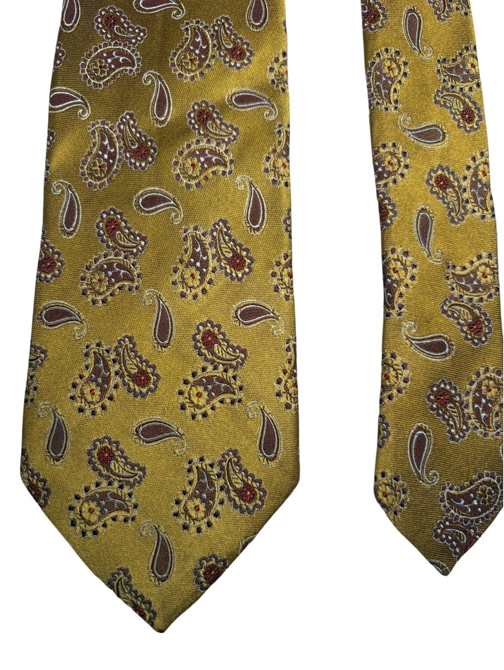 Ermenegildo Zegna Silk Gold Jacquard Paisley Made in Italy Designer Tie
